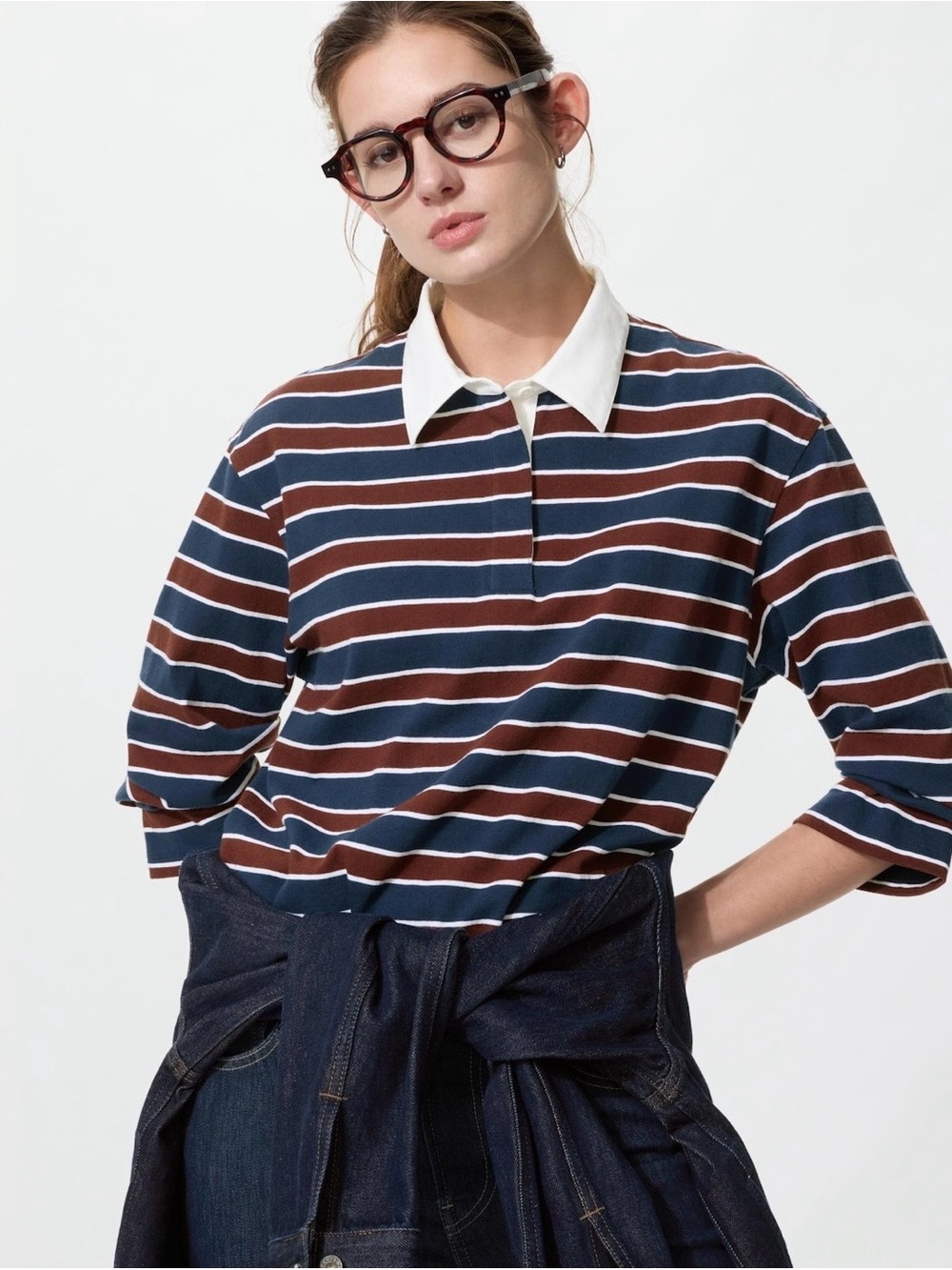 UNIQLO Washed Cotton Polo Shirt Striped